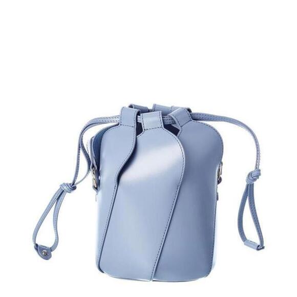 Chloe Bucket Tulip Mini Cross Body Blue Leather Shoulder Bag - Picture 1 of 12